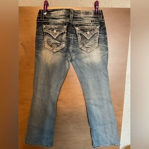 Miss Me Women's Boot Cut Jeans with Embellished Back Pockets - Blue